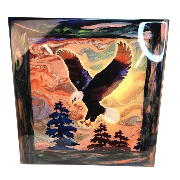 Eagle Wall Art or Large trivet tile With Abstract Background Handmade Resin top - Picture 8 of 13